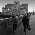 Crossing Vauxhall bridge next to the MI6 building!